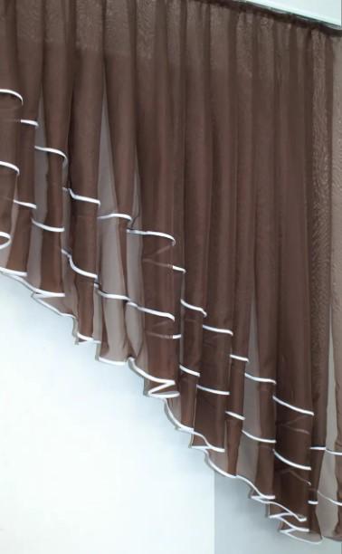 Занавеска на кухню с ламбрекеном шифон 200х170 см Венге/Белый (062к) - фото 2 Занавеска на кухню с ламбрекеном шифон 200х170 см Венге/Белый (062к) - фото 2