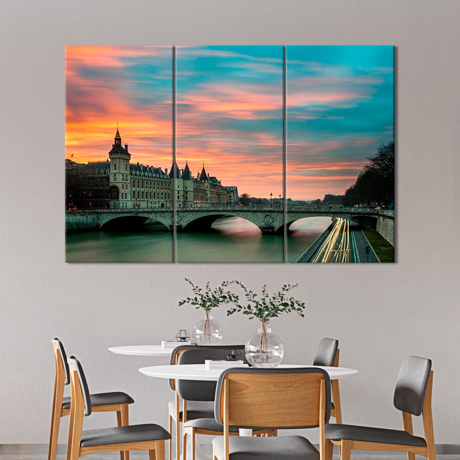 Картина город Замок Консьержери в центре Парижа 156x100 см (A581-3)