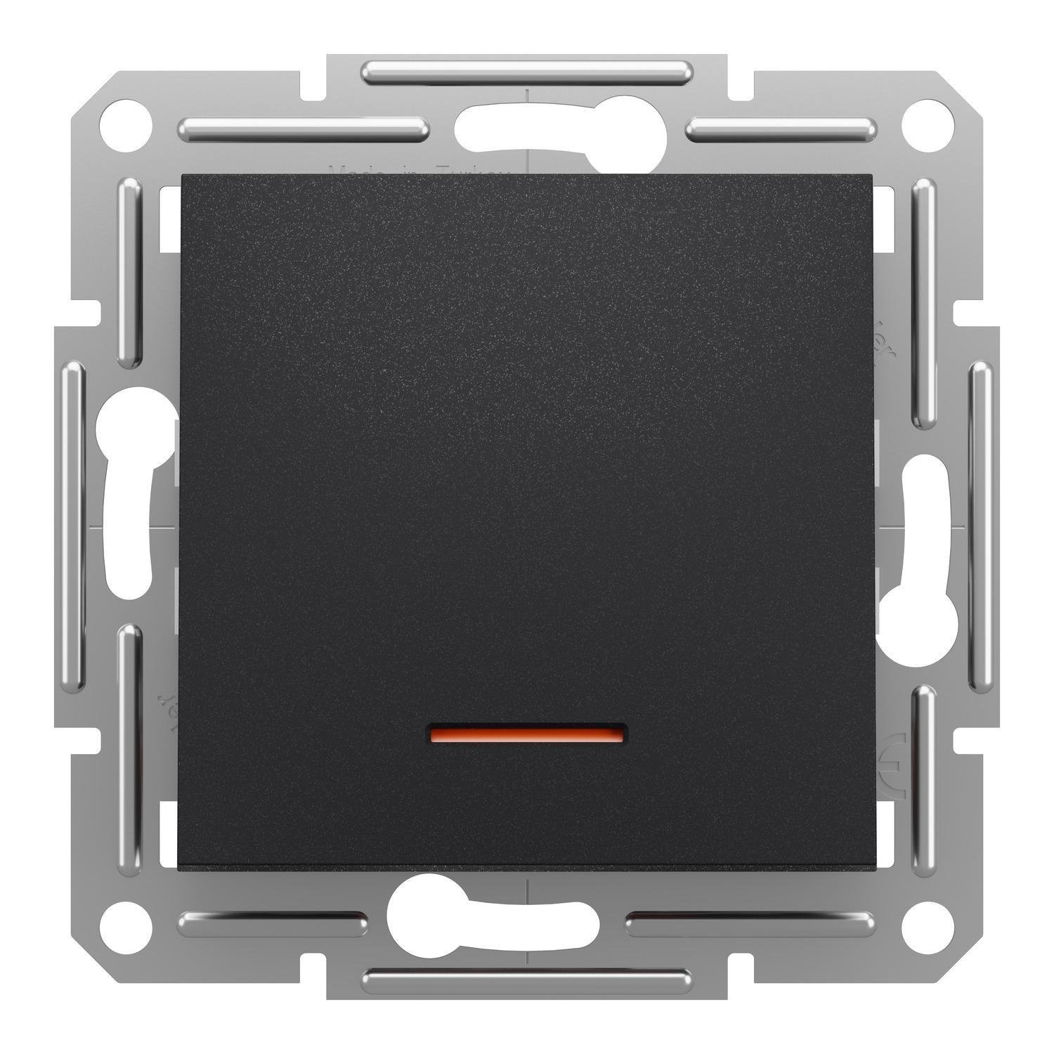 Кнопка с подсветкой Asfora Schneider Electric Антрацит (EPH1600171)