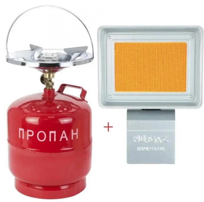 Газовый комплекс Nurgaz Kamp Soba 1500 Вт NG 309 до 20 кв/м с баллоном на 8 л (27449741) - фото 3