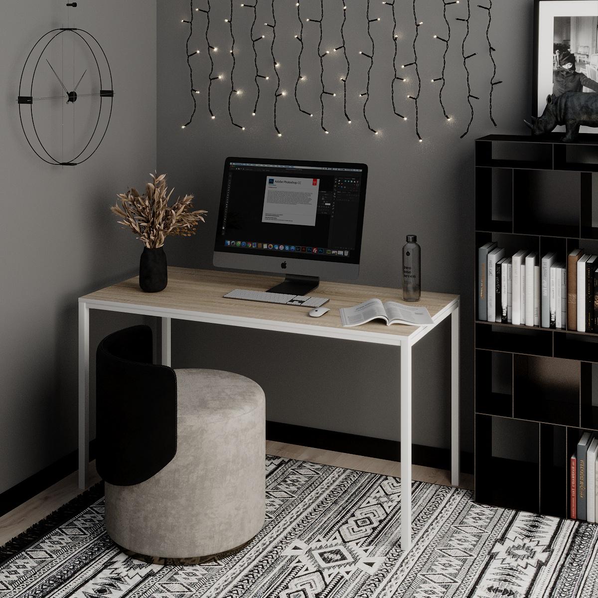 Стіл письмовий Art in Head Brevity Loft standart 1400х750х670 мм Дуб сонома/Білий метал (522028908) - фото 3 Стіл письмовий Art in Head Brevity Loft standart 1400х750х670 мм Дуб сонома/Білий метал (522028908) - фото 3