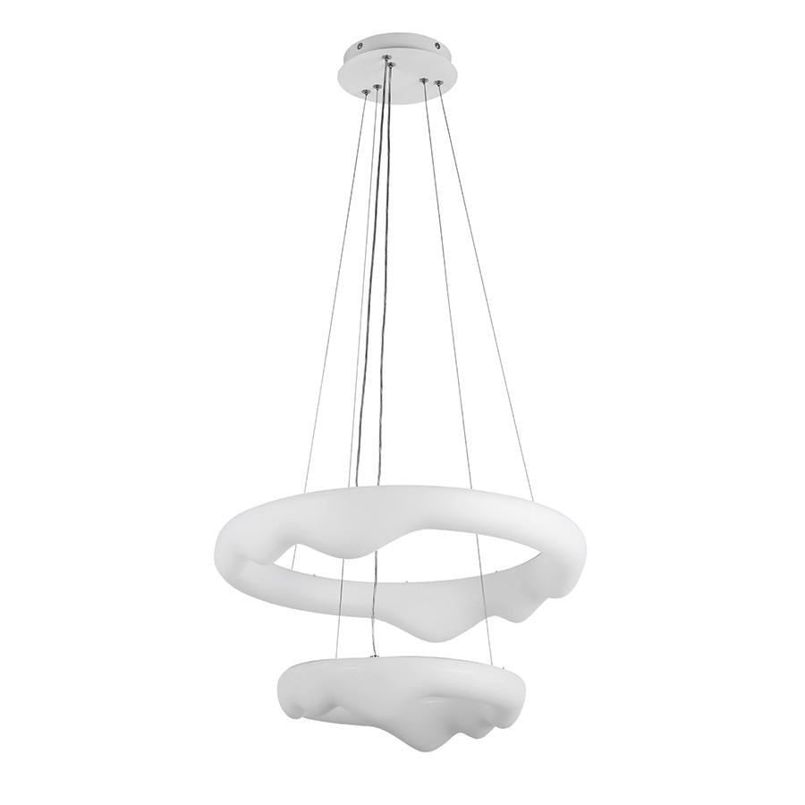 Люстра подвесная Levistella 797MD6002 500/330 Лофт LED с двумя плафонами кольцами пультом/приложением Белый (2691309180)