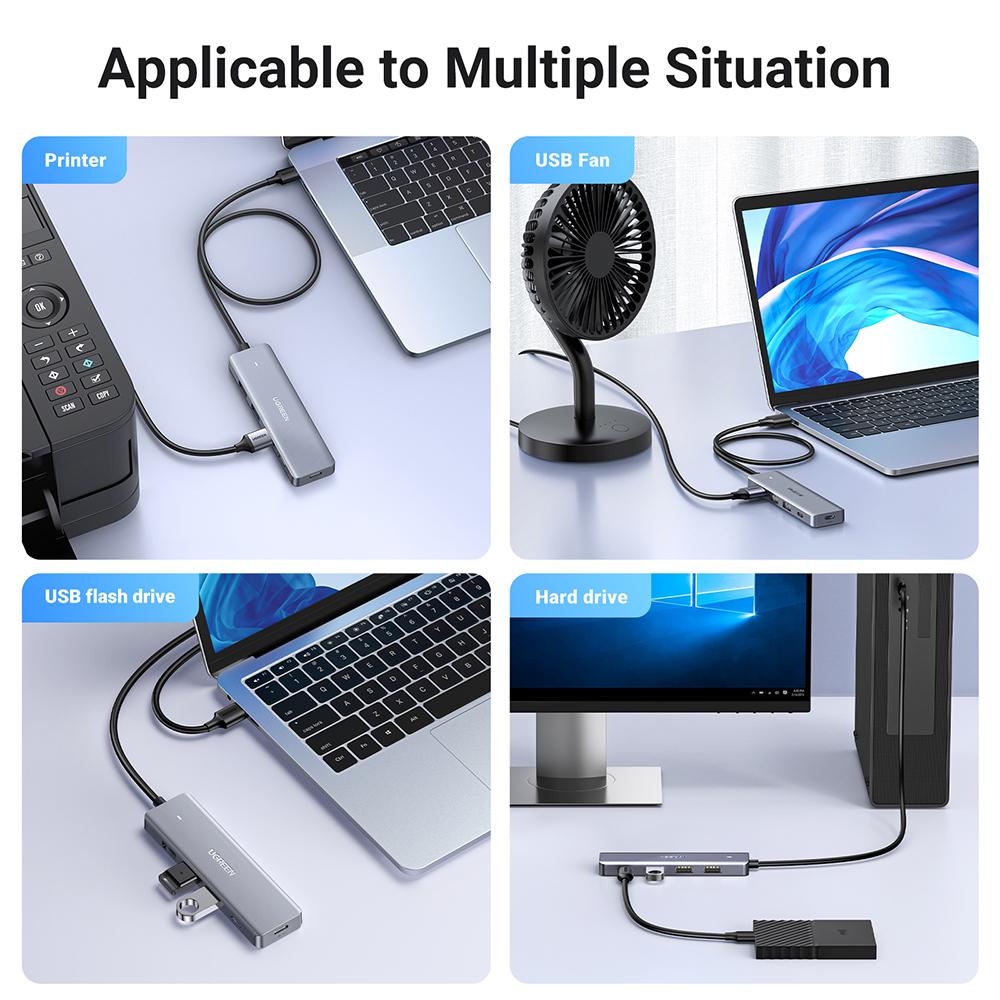 Хаб ультратонкий ЮСБ для комп'ютера ноутбука UGREEN CM219 3USB 1Type-C 5Gbps USB 3,0 Hub Silver (15920) - фото 4 Хаб ультратонкий ЮСБ для комп'ютера ноутбука UGREEN CM219 3USB 1Type-C 5Gbps USB 3,0 Hub Silver (15920) - фото 4