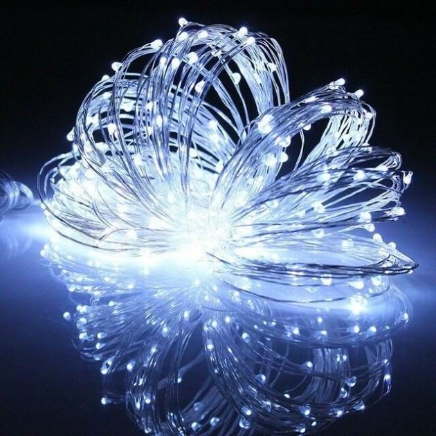 Гирлянда Xmas Капля росы Xmas 100 LED 10 м от батареек/USB White (13464435) - фото 1