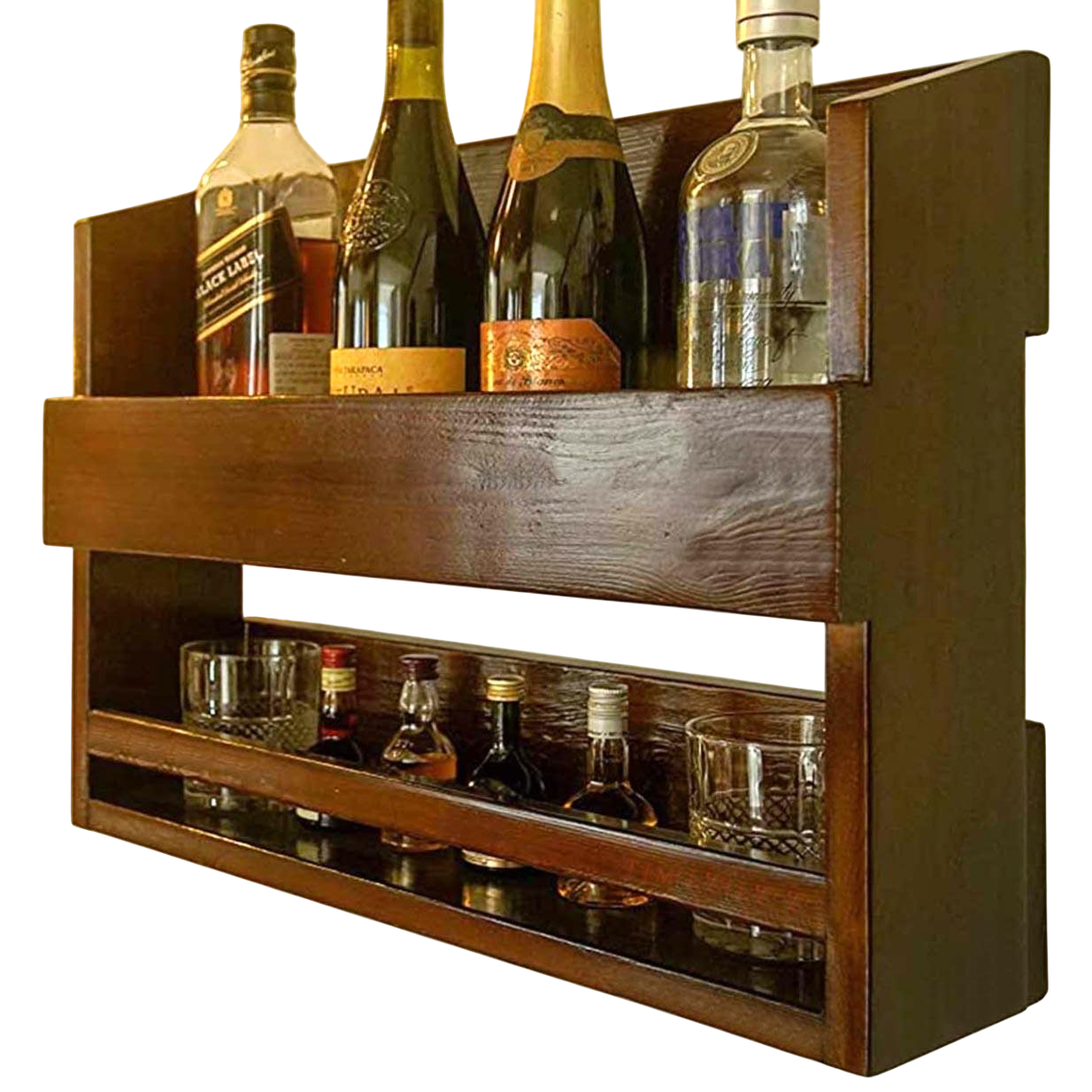 Полка для вина настенная из дерева Кимоцу Терракот (ПНК-019232)