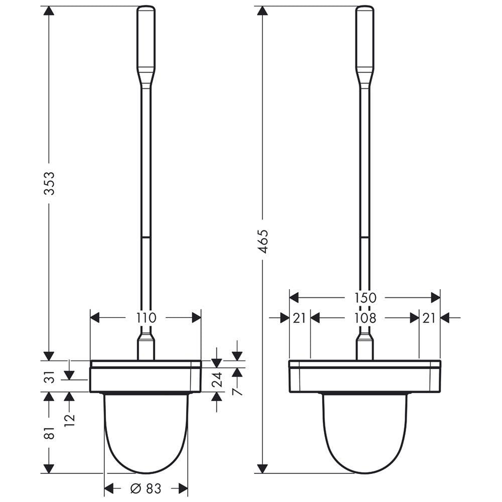 Йоржик для унітазу Hansgrohe AXOR Universal 42835000 підвісний Хром (71269) - фото 2