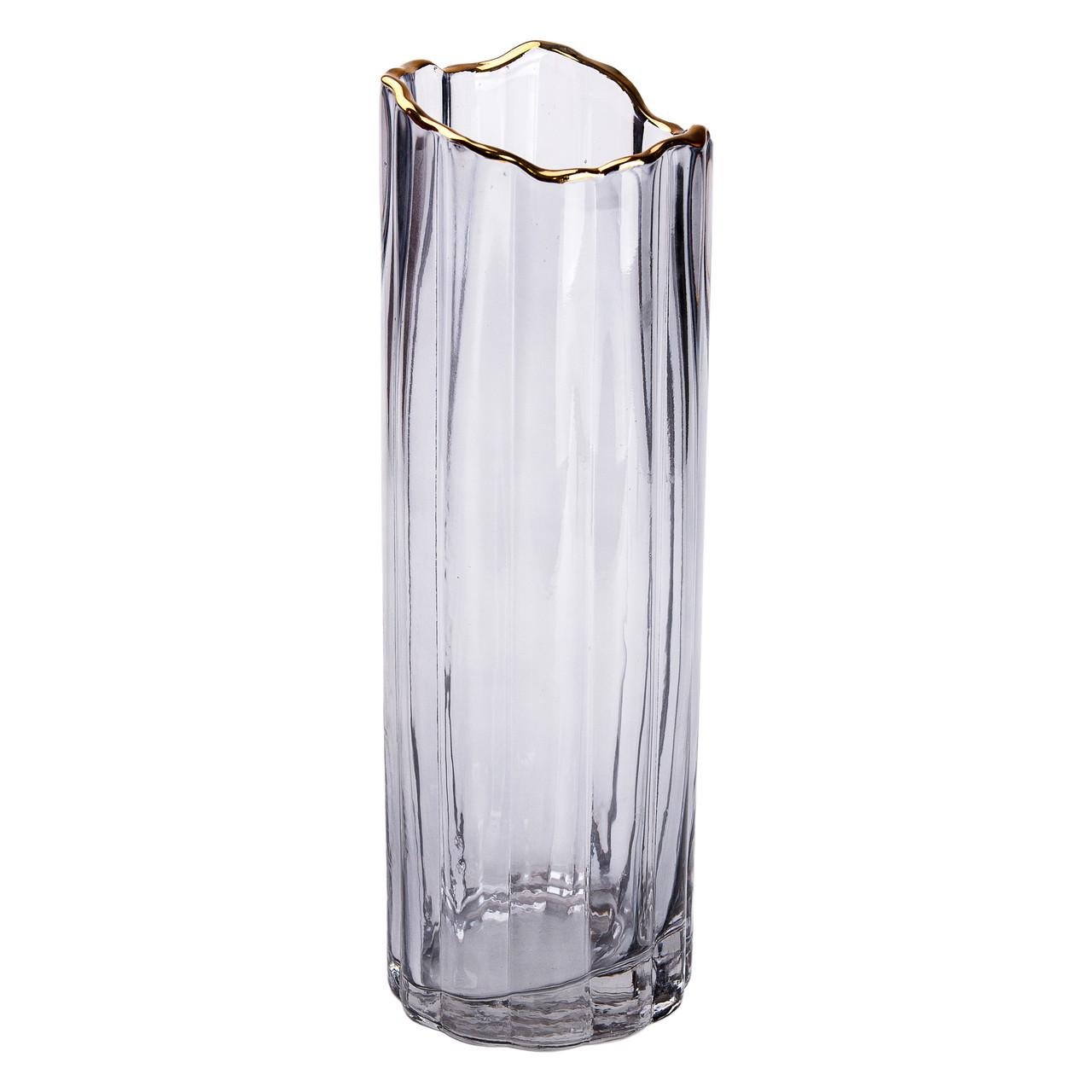 Ваза стеклянная для цветов декоративная 29,5 см Серый