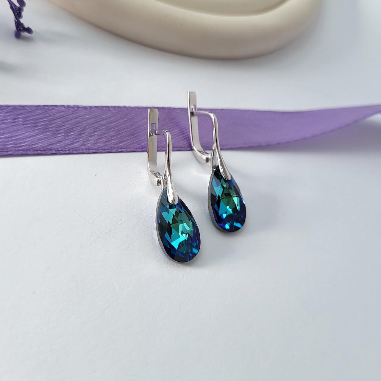 Серьги Капельки с камнями сваровски 925 пробы 3,60 г (5000р)