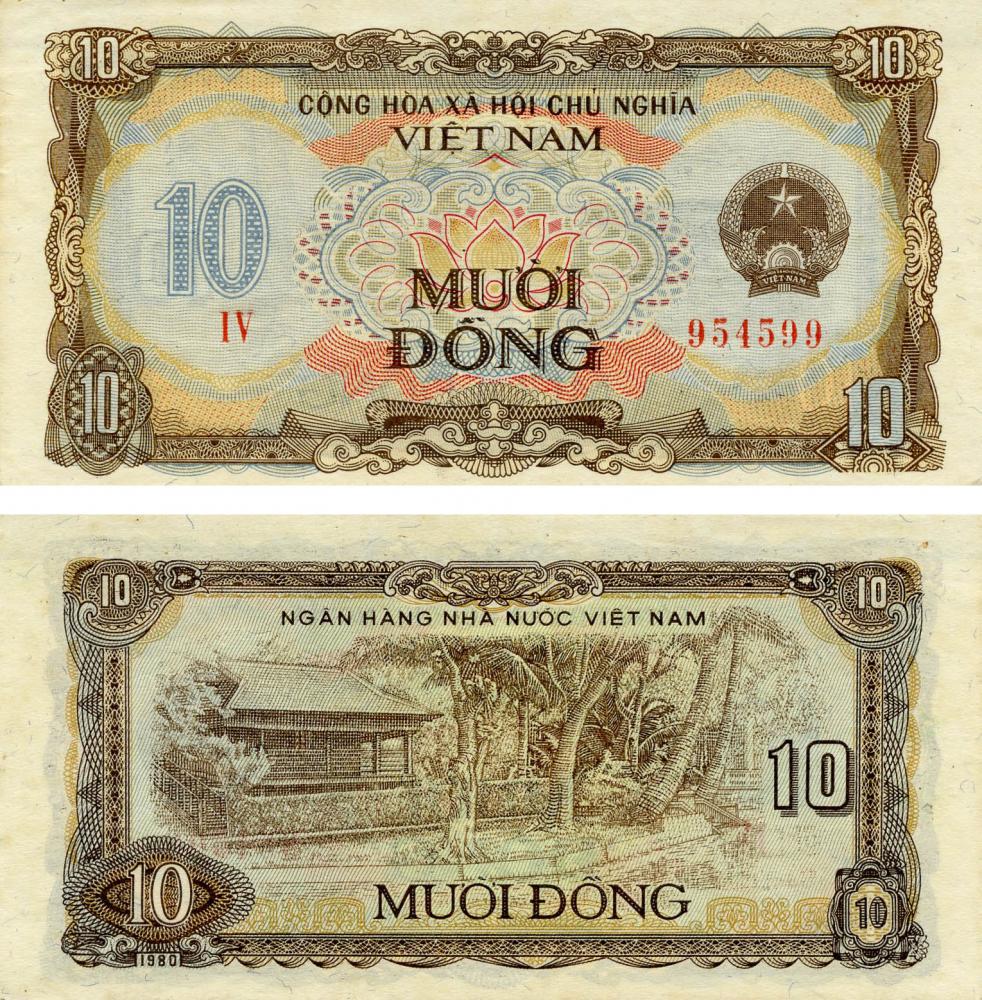 Колекційна банкнота В'єтнам 10 донг 1980 AU-UNC P86 (Б07593)