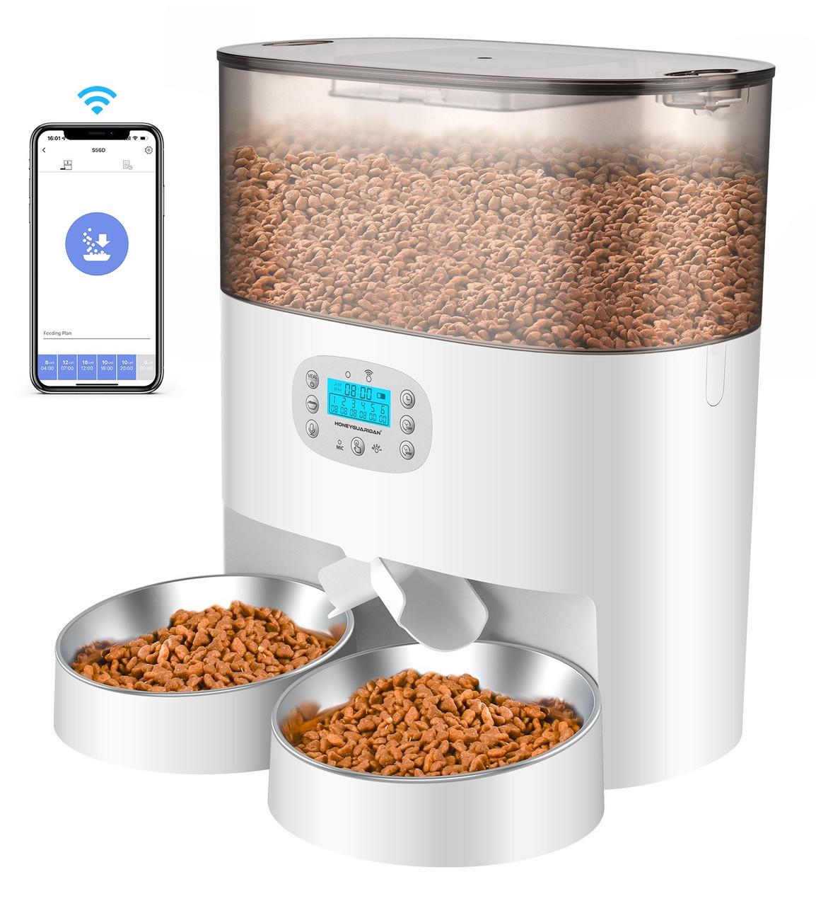 Годівниця автоматична для котів та собак HONEYGUARIDAN S56D 5,6 л Wi-Fi 2 миски (1736839585) - фото 2 Годівниця автоматична для котів та собак HONEYGUARIDAN S56D 5,6 л Wi-Fi 2 миски (1736839585) - фото 2