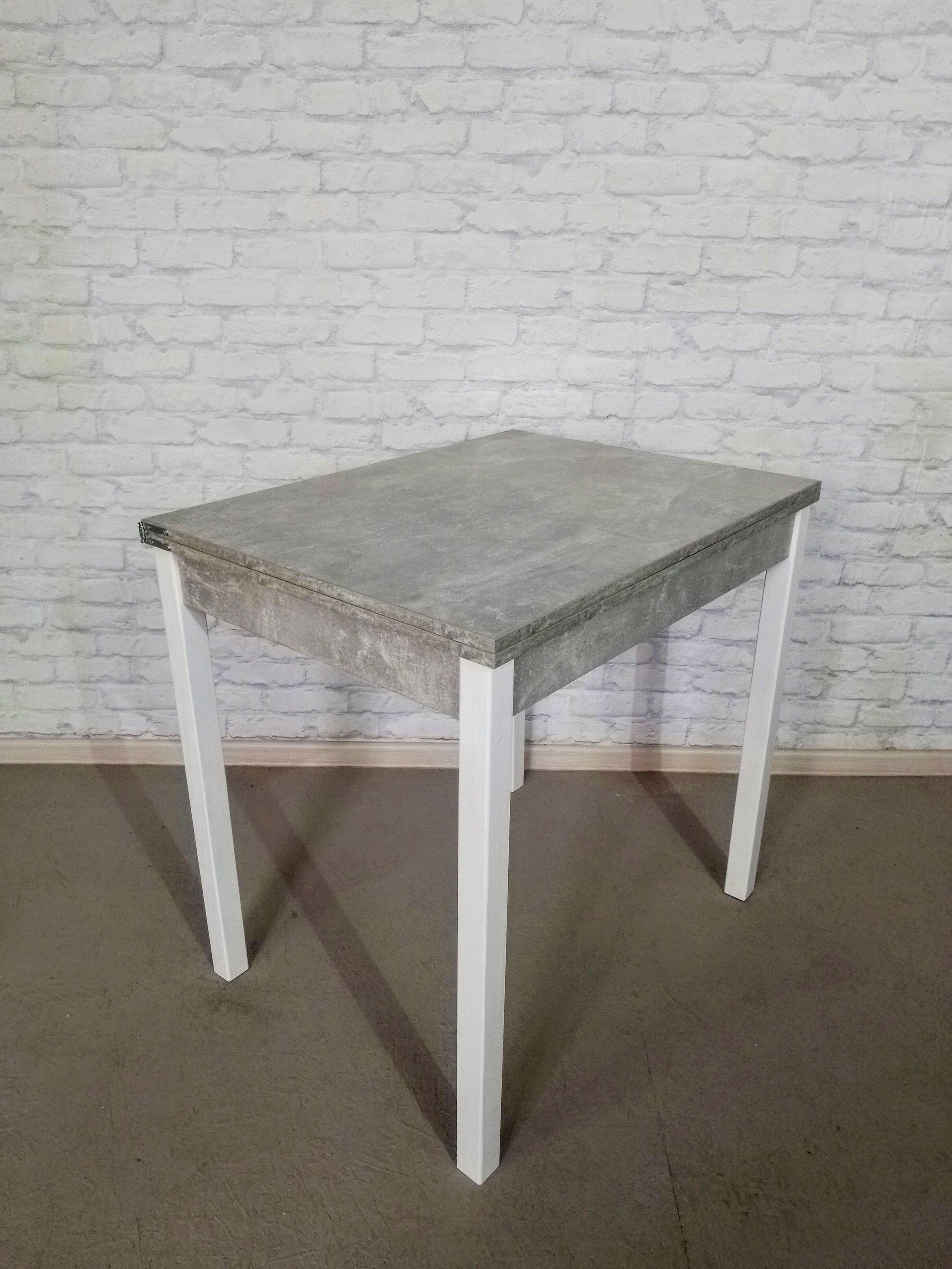 Обеденный стол Вента раскладной ножки деревянные 80х60х75 см Бетон/Белый (0007) - фото 1 Обеденный стол Вента раскладной ножки деревянные 80х60х75 см Бетон/Белый (0007) - фото 1