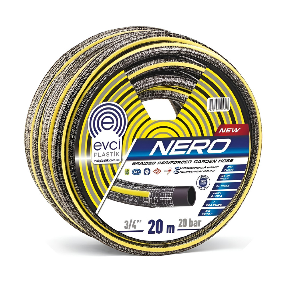 Шланг для полива Evci Plastik Nero ПВХ Ø 3/4" 5-слойный армированный бухта 30 м (SQ-1047556)