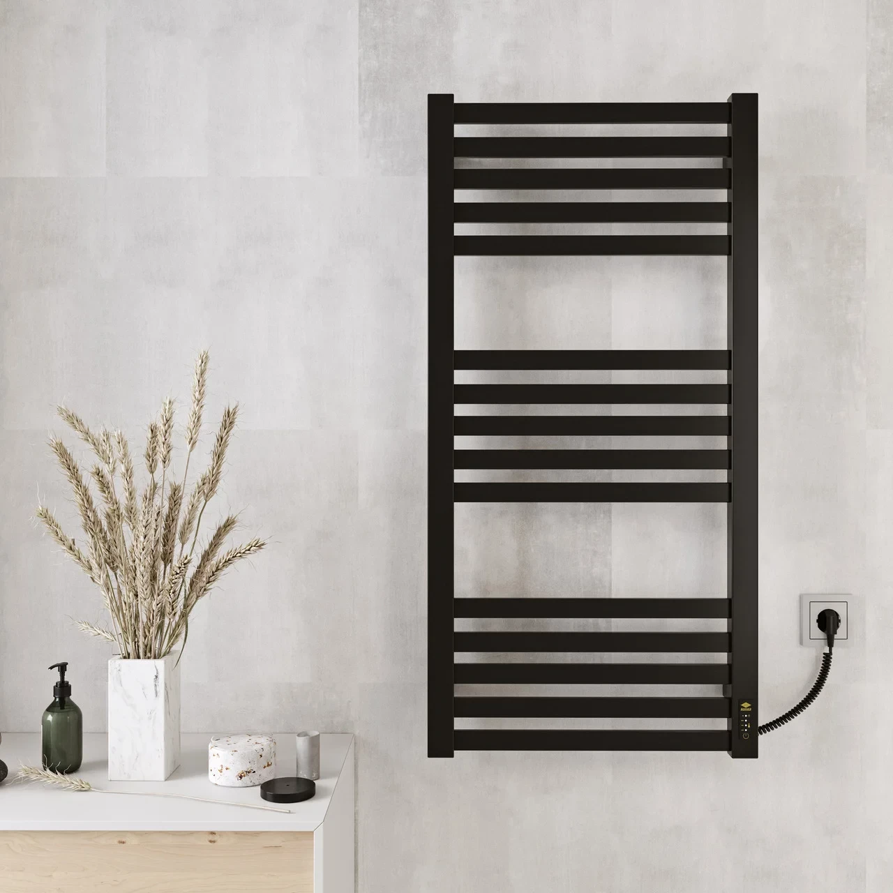 Полотенцесушитель электрический KOSSER Герда EL с таймером 800х500 мм Черный - фото 3 Полотенцесушитель электрический KOSSER Герда EL с таймером 800х500 мм Черный - фото 3