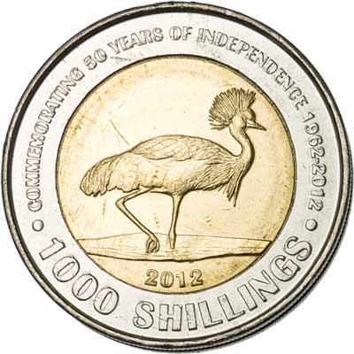 Коллекционная монета Уганда 1000 шиллингов 2012 Биметалл UNC 50 лет независимост Птица (М08973)