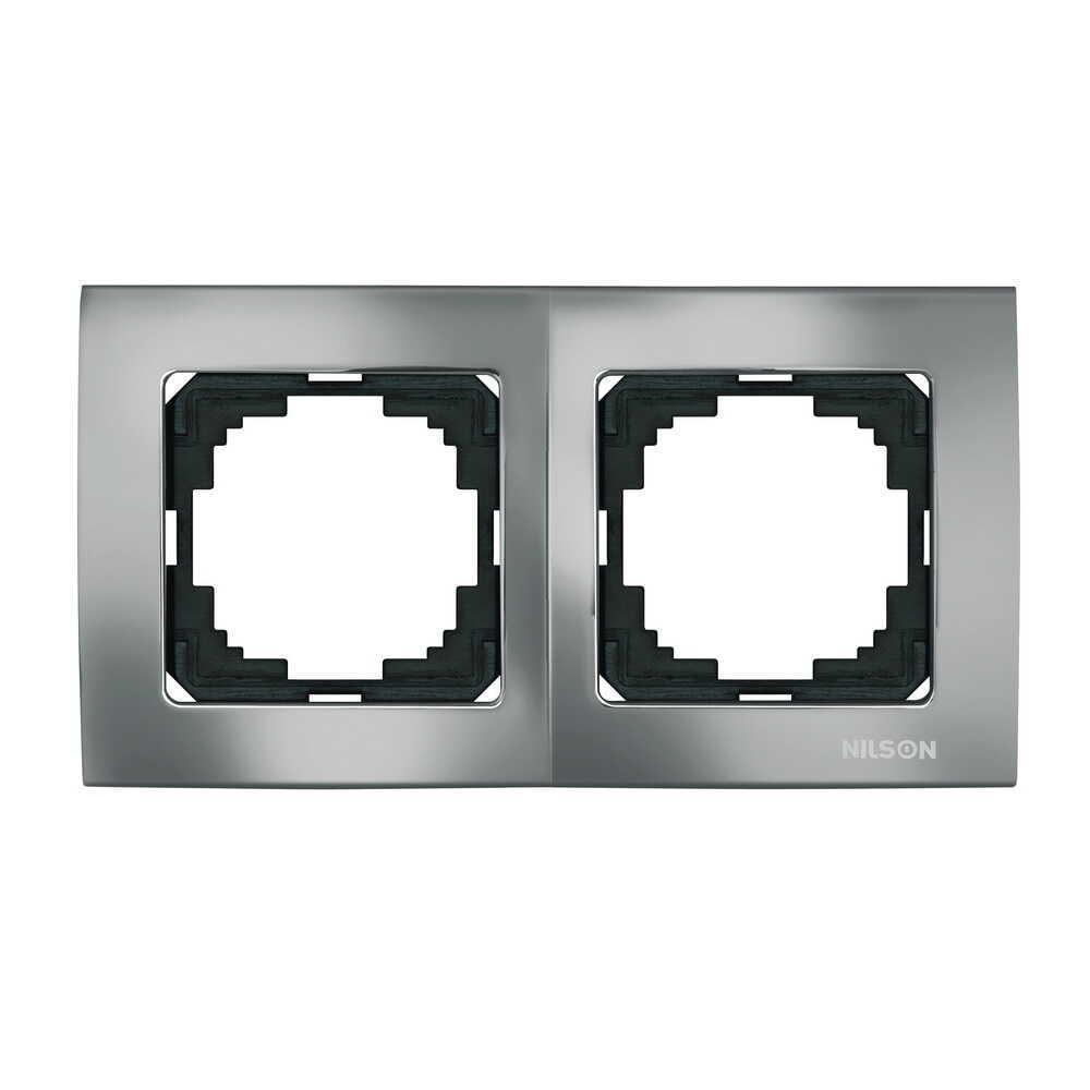 Рамка двомісна Nilson Touran Lux Металевий антрацит (22FME0092)