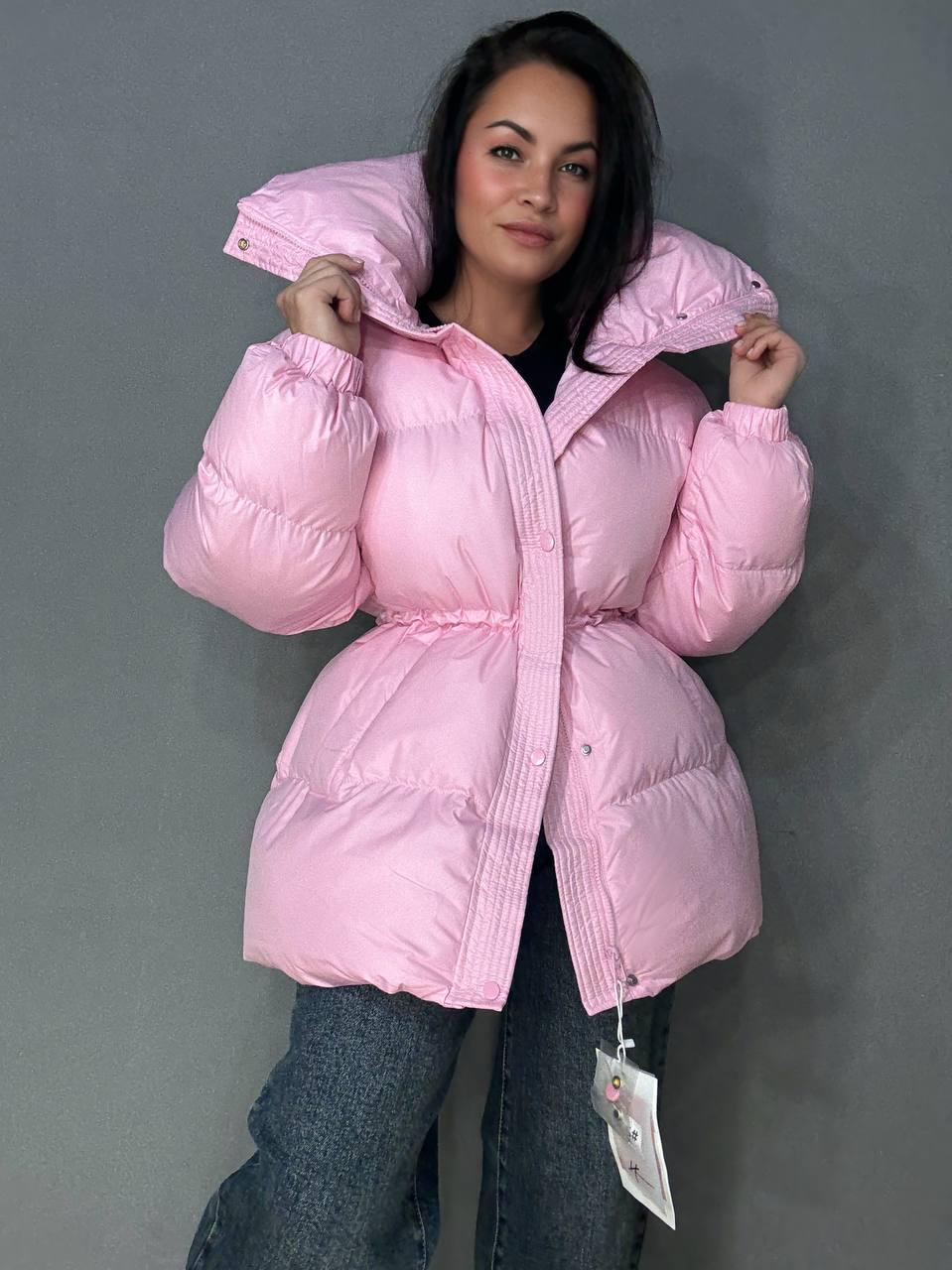 Куртка женская Haiziyuan 8055 пуффер глянцевая удлиненная с утяжкой на талии L Розовый (5966) - фото 1 Куртка женская Haiziyuan 8055 пуффер глянцевая удлиненная с утяжкой на талии L Розовый (5966) - фото 1