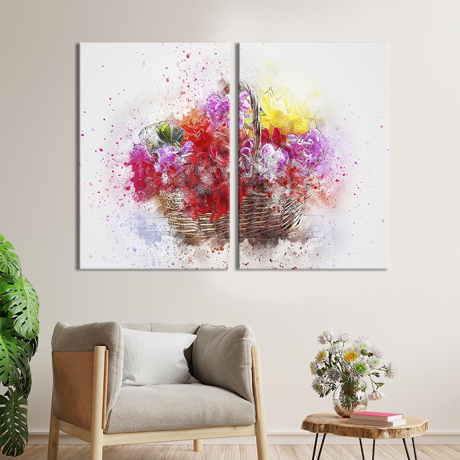 Картина на холсте Яркие цветы в корзине 165x122 см (864-2)