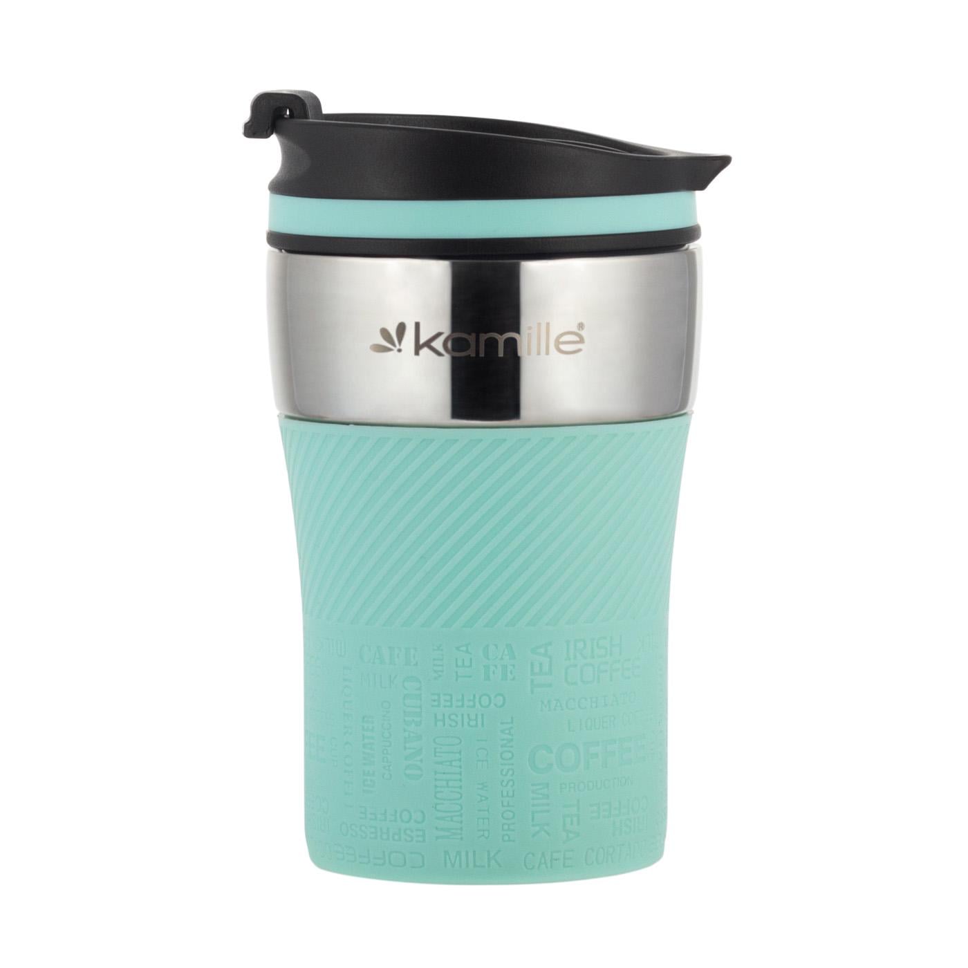 Термокружка Kamille из нержавеющей стали с TPR-вставкой 260 мл Бирюзовый (14823755)