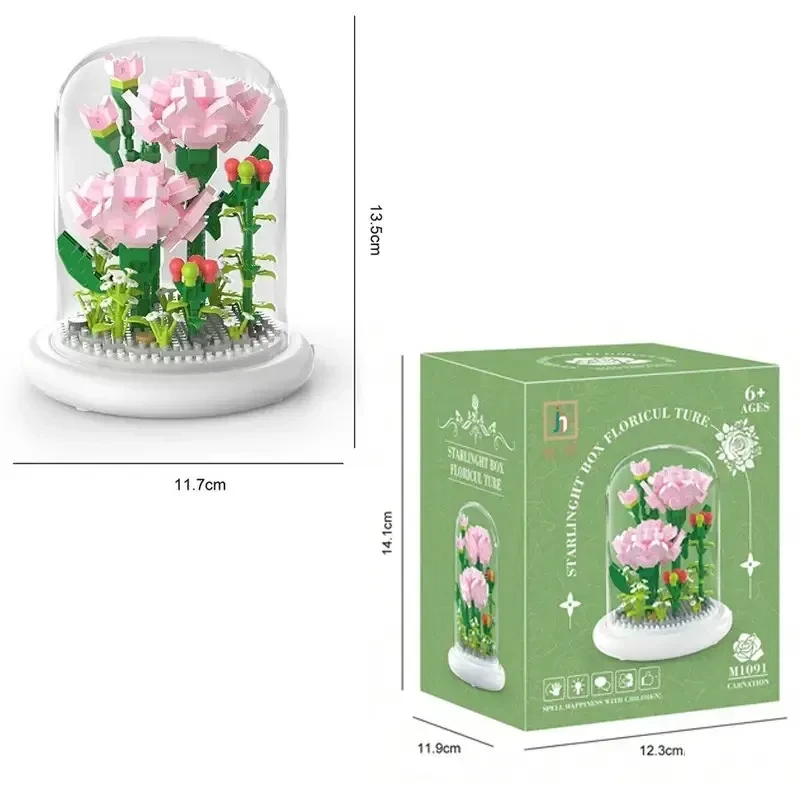 Конструктор LOZ Квіти гвоздика в колбі з підсвіткою 770 деталей (374) - фото 3