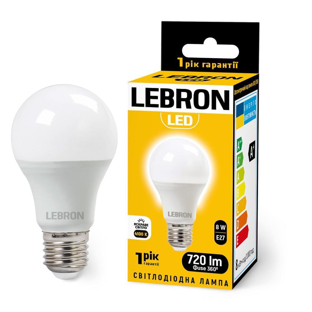 LED-лампа Lebron L-A60 8W Е27 4100K 720 Lm (28687079)