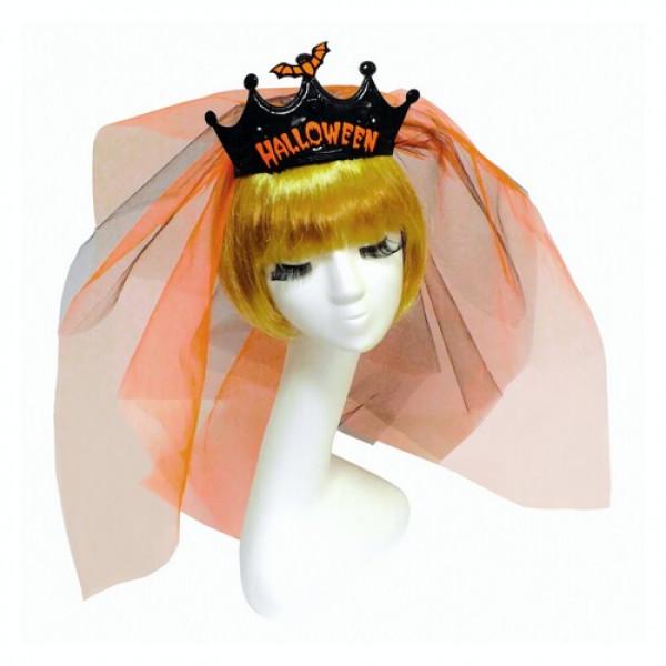 Декор для Хэлоуина Seta Корона Halloween с фатой на обруче (17-918BLK-OR)