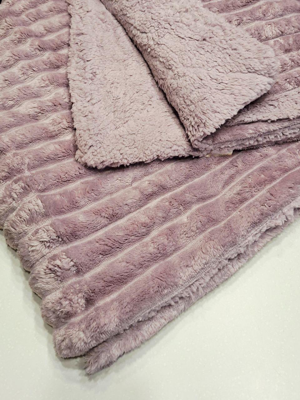 Плед на овчині Шарпей Королівська смужка 200x230 см Бузковий (1684) - фото 3