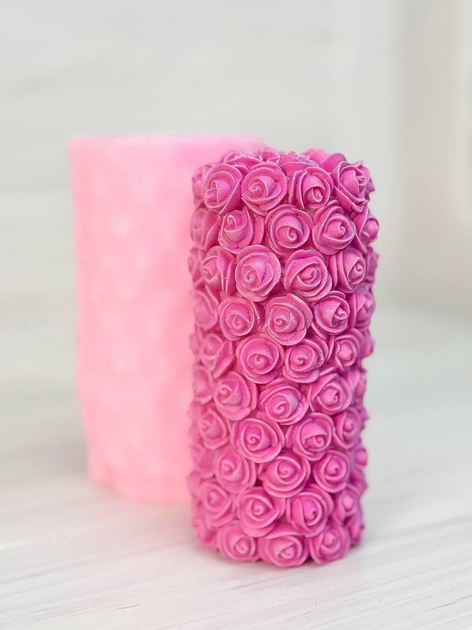 Молд силиконовый Свеча цилиндр из роз (12582)