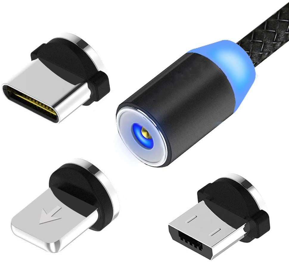 Кабель магнітний Martec 3в1 MicroUSB/Type-C/Lightning для заряджання телефону 1 м 3 A Чорний (87687-2376)