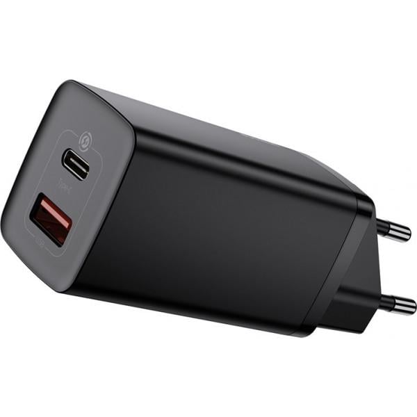 Зарядний пристрій Baseus GaN2 Lite 2 порту, USB + Type-C 65W Чорний (CCGAN2L-B01)