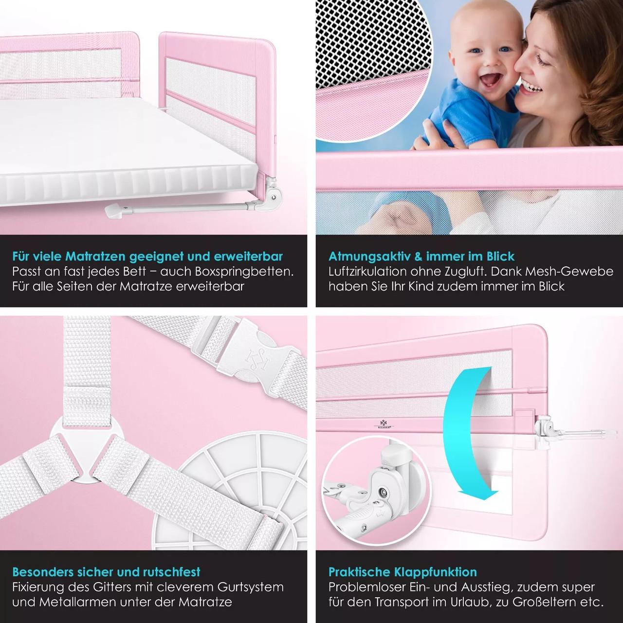 Огородження дитячого ліжка KESSER 200 см Рожевий - фото 5 Огородження дитячого ліжка KESSER 200 см Рожевий - фото 5