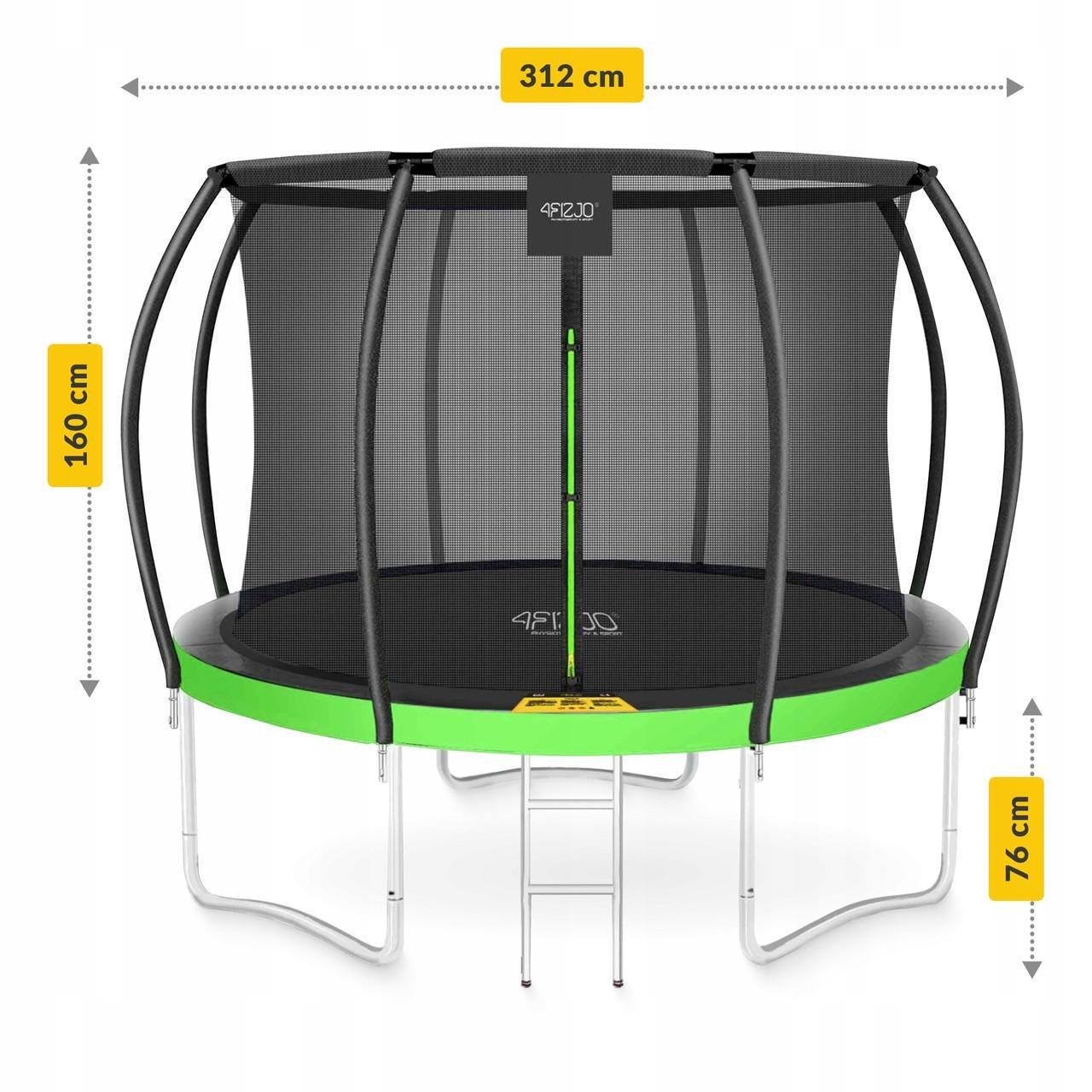 Батут із внутрішньою сіткою 4FIZJO PRO 10FT 312 см Black/Green (P-5907739314178) - фото 3 Батут із внутрішньою сіткою 4FIZJO PRO 10FT 312 см Black/Green (P-5907739314178) - фото 3