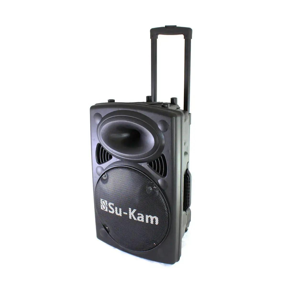 Портативная колонка Su-Kam BT 120D/212D 150 Вт 45-20000 Гц 96 дБ 12V/220V с 2 микрофонами и FM-радиоприемником (opt-103800)