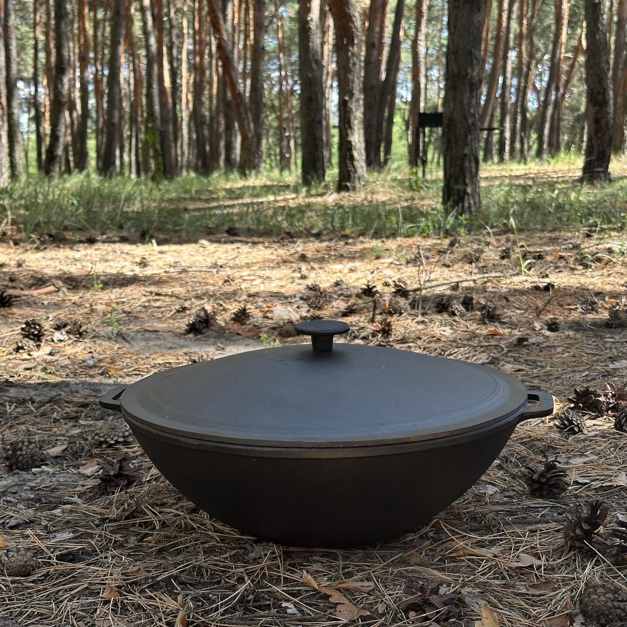 Сковорода WOK-08 чавунна з кришкою 8 л 42х36х17 см (W36-1)