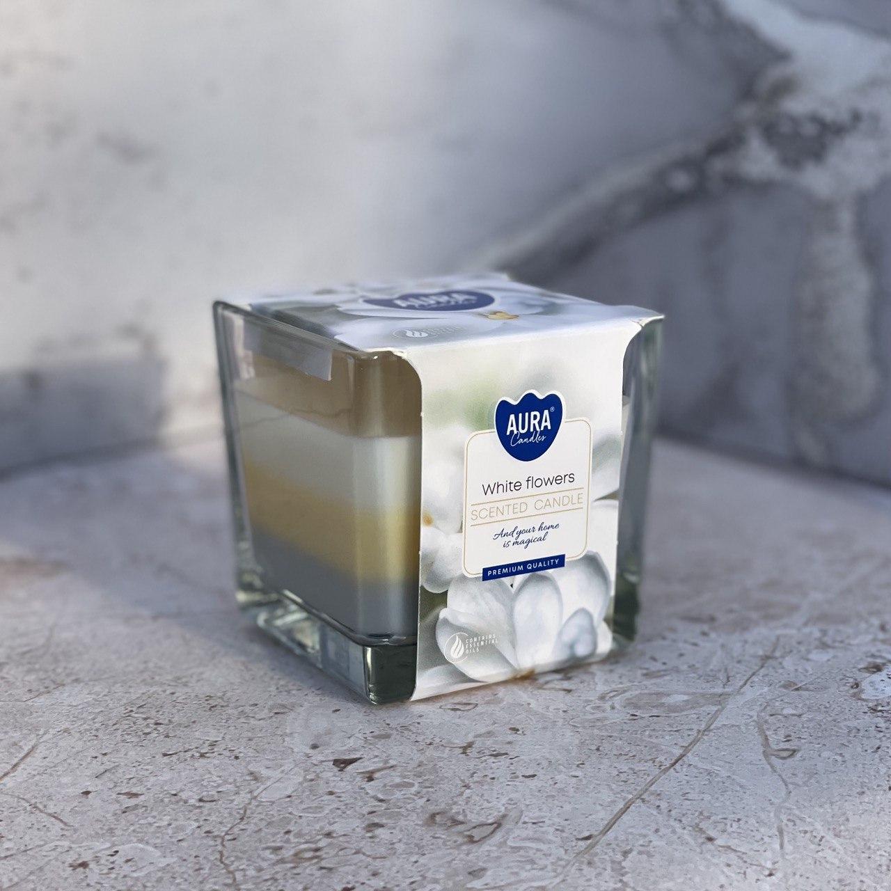 Ароматична свічка триколірна Bispol Білі квіти (2015057818)