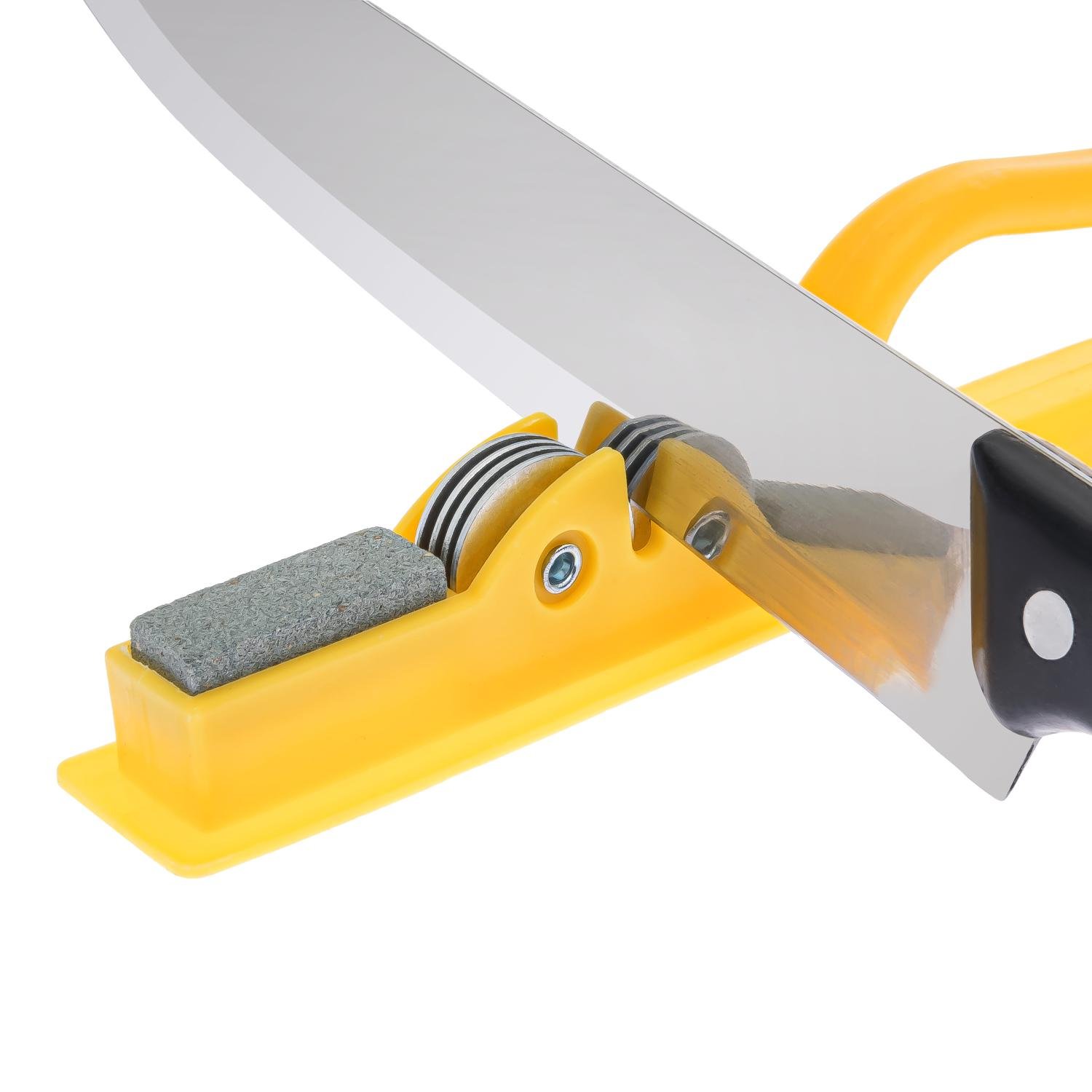 Точила для кухонных ножей ручная механическая пластиковая со стругачным камнем Бежевый (86763) - фото 2