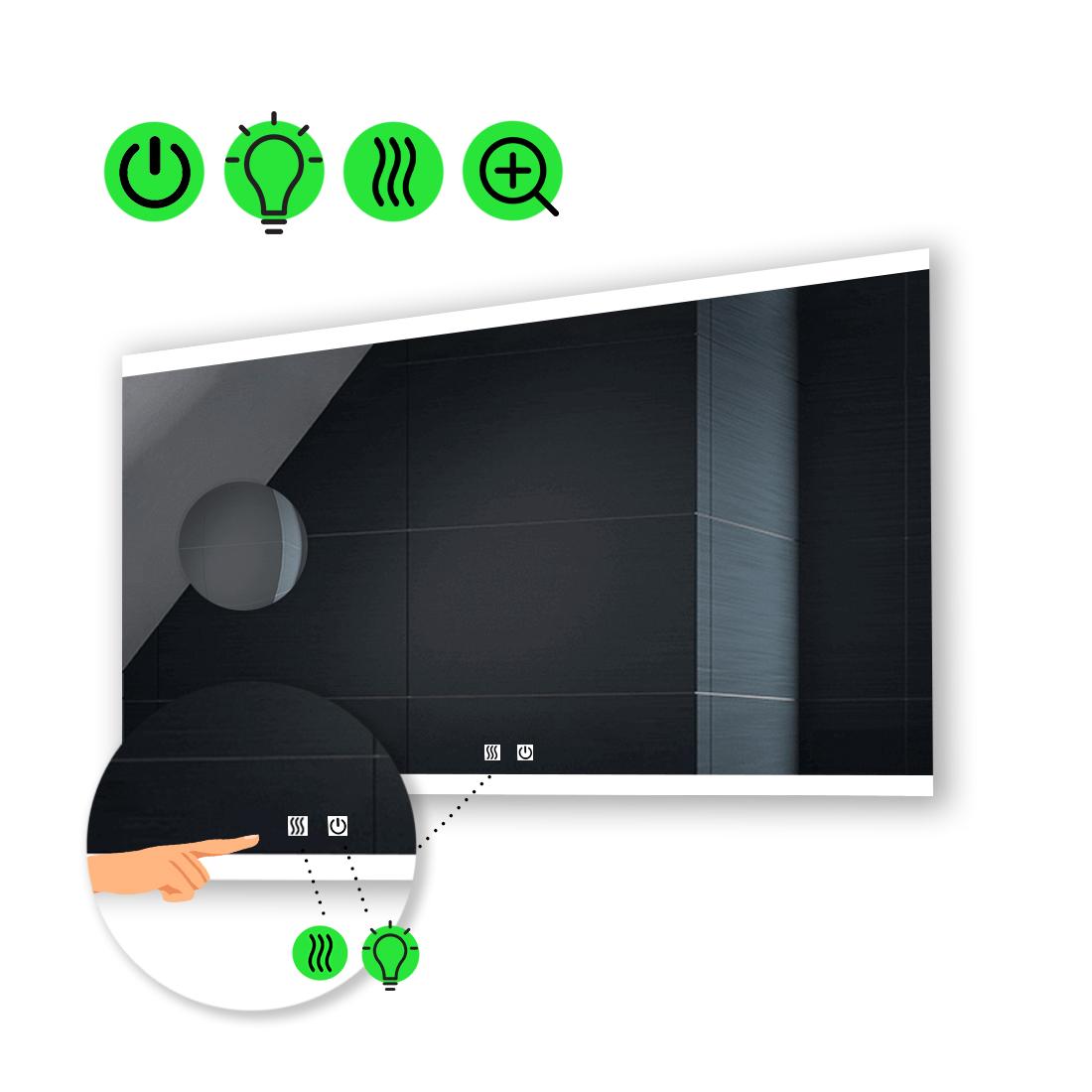 LED-зеркало 90x60 см с двумя сенсорами/подогревом и линзой без подсветки Ines (Inesg79) LED-зеркало 90x60 см с двумя сенсорами/подогревом и линзой без подсветки Ines (Inesg79)