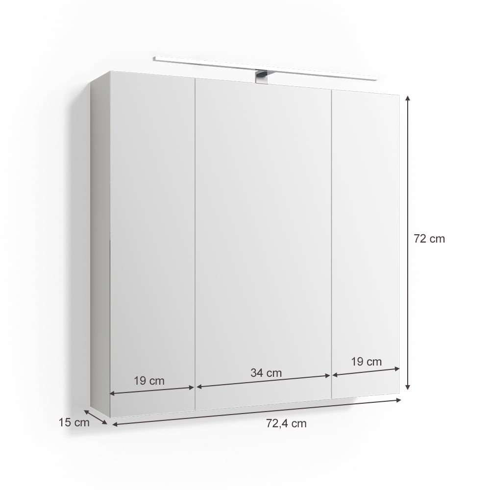 Шкаф зеркальный Vicco Rick 72х72 с LED подсветкой Белый - фото 2 Шкаф зеркальный Vicco Rick 72х72 с LED подсветкой Белый - фото 2