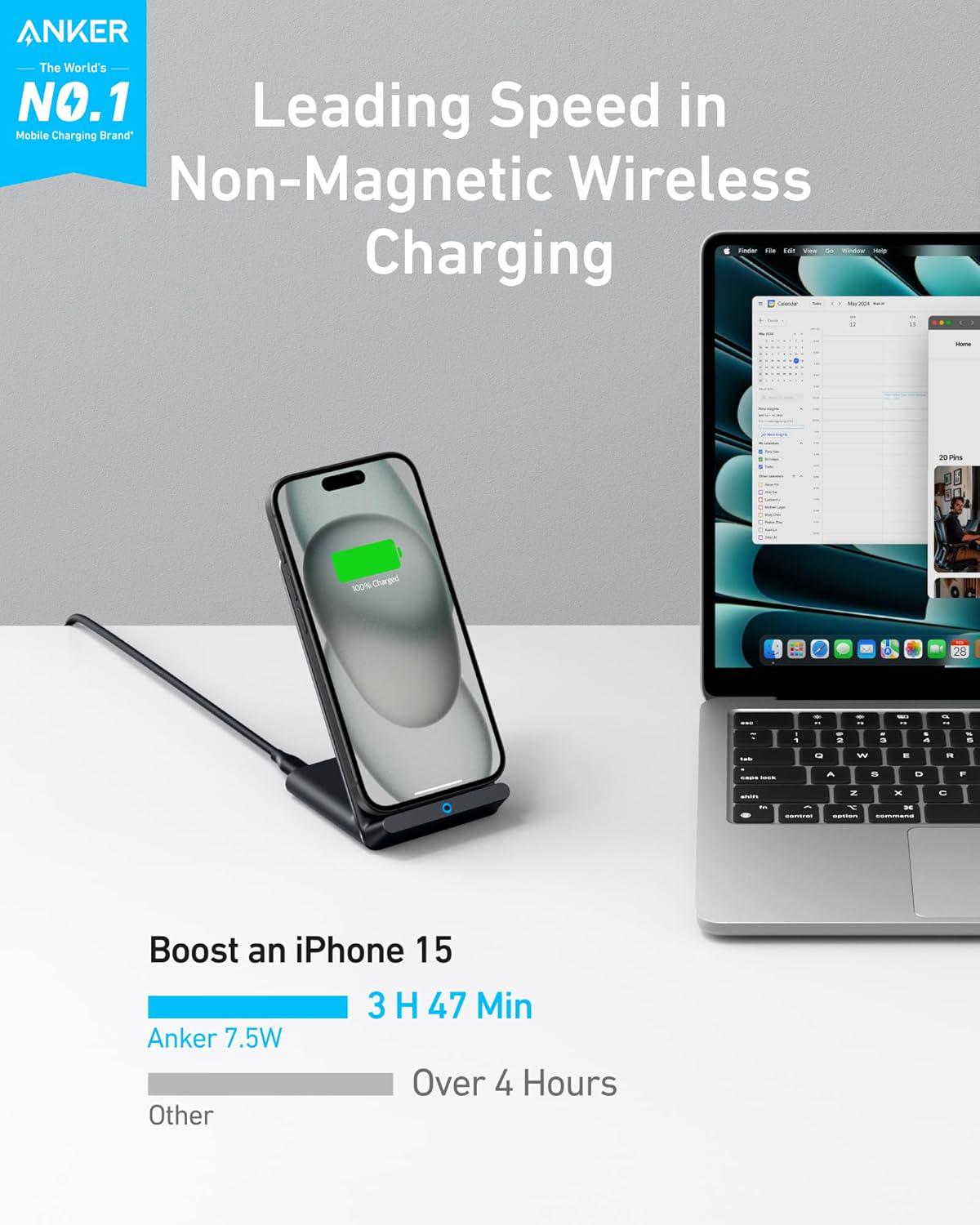 Зарядная подставка беспроводная Anker 313 Wireless Charging Stand Qi 10W Black - фото 2 Зарядная подставка беспроводная Anker 313 Wireless Charging Stand Qi 10W Black - фото 2