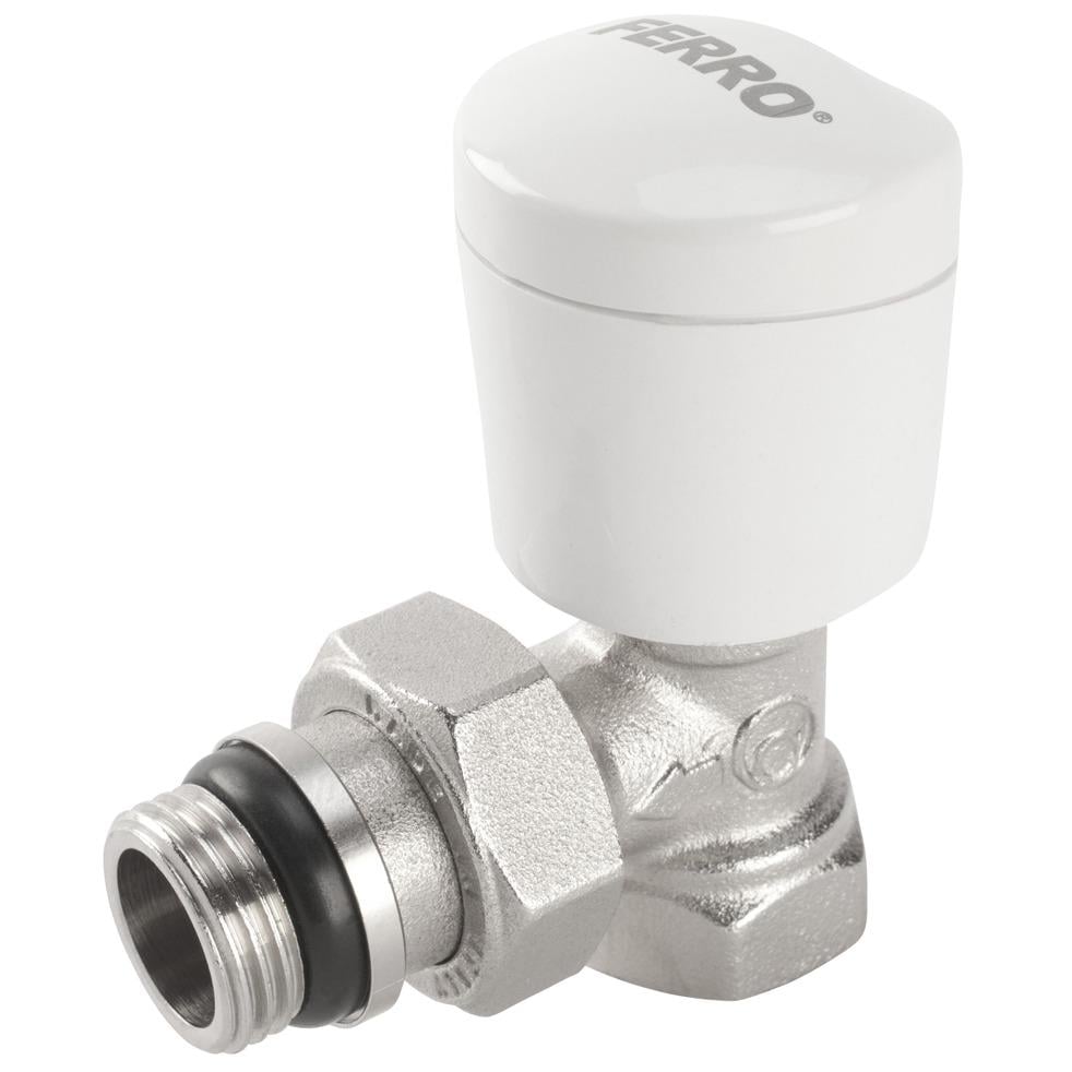 Термостатичний радіаторний клапан кутовий Ferro ZTI5Y 1/2"x1/2" з американкою