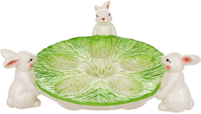 Блюдо для 5-ти яиц кролики с капустой 28 см