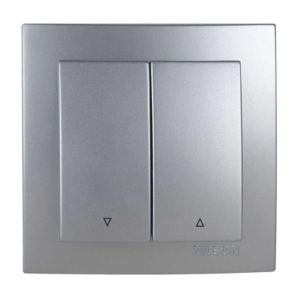 Вимикач двоклавішний Nilson Touran жалюзі Срібний (24131011)