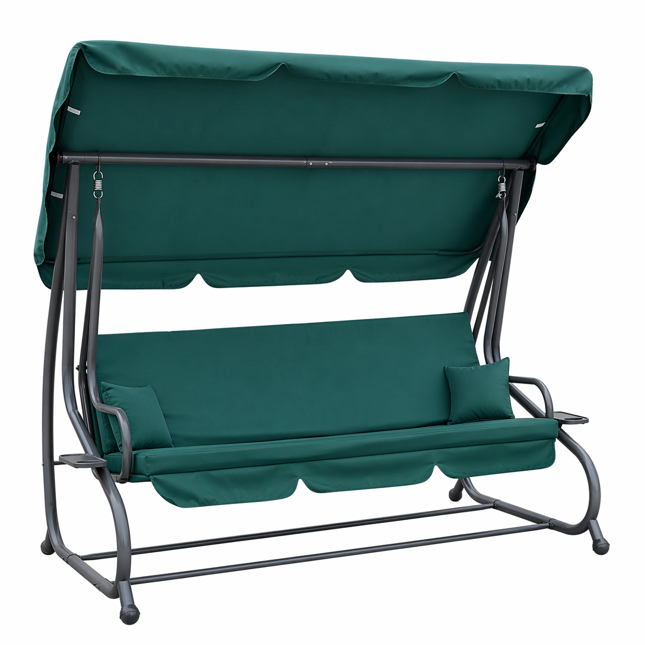Садовая качель 4P Garden Comfort четырехместная раскладная с подушками и подстаканниками 230 см Зеленый (40302)