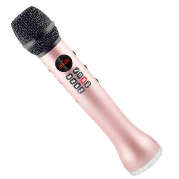 Микрофон беспроводной MicMagic L598 для караоке с колонкой и функцией записи песен Розовый (00031)