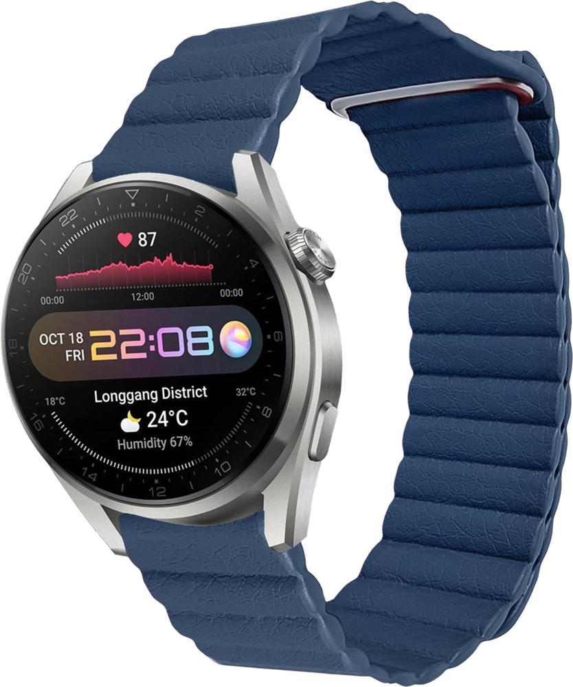 Ремешок кожаный Genis для Huawei Watch 3 Pro Blue (26525-28) Ремешок кожаный Genis для Huawei Watch 3 Pro Blue (26525-28)