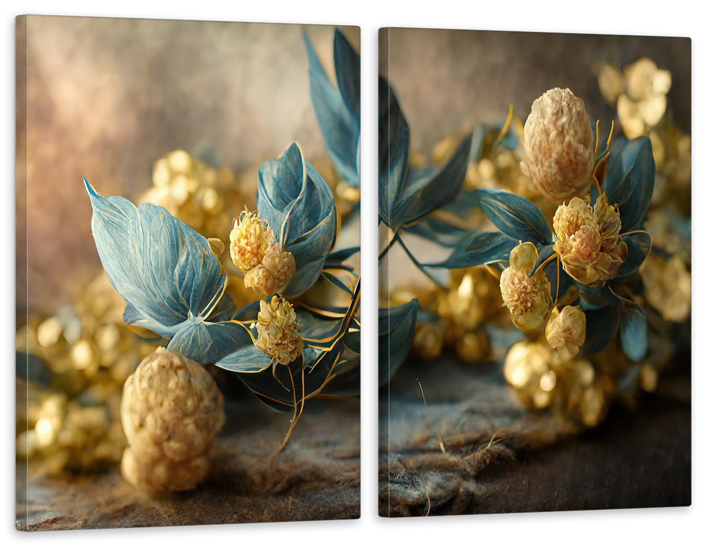 Картина модульная в гостиную/спальню Сине-желтый хмель 90х132 см (TLV-2_140)