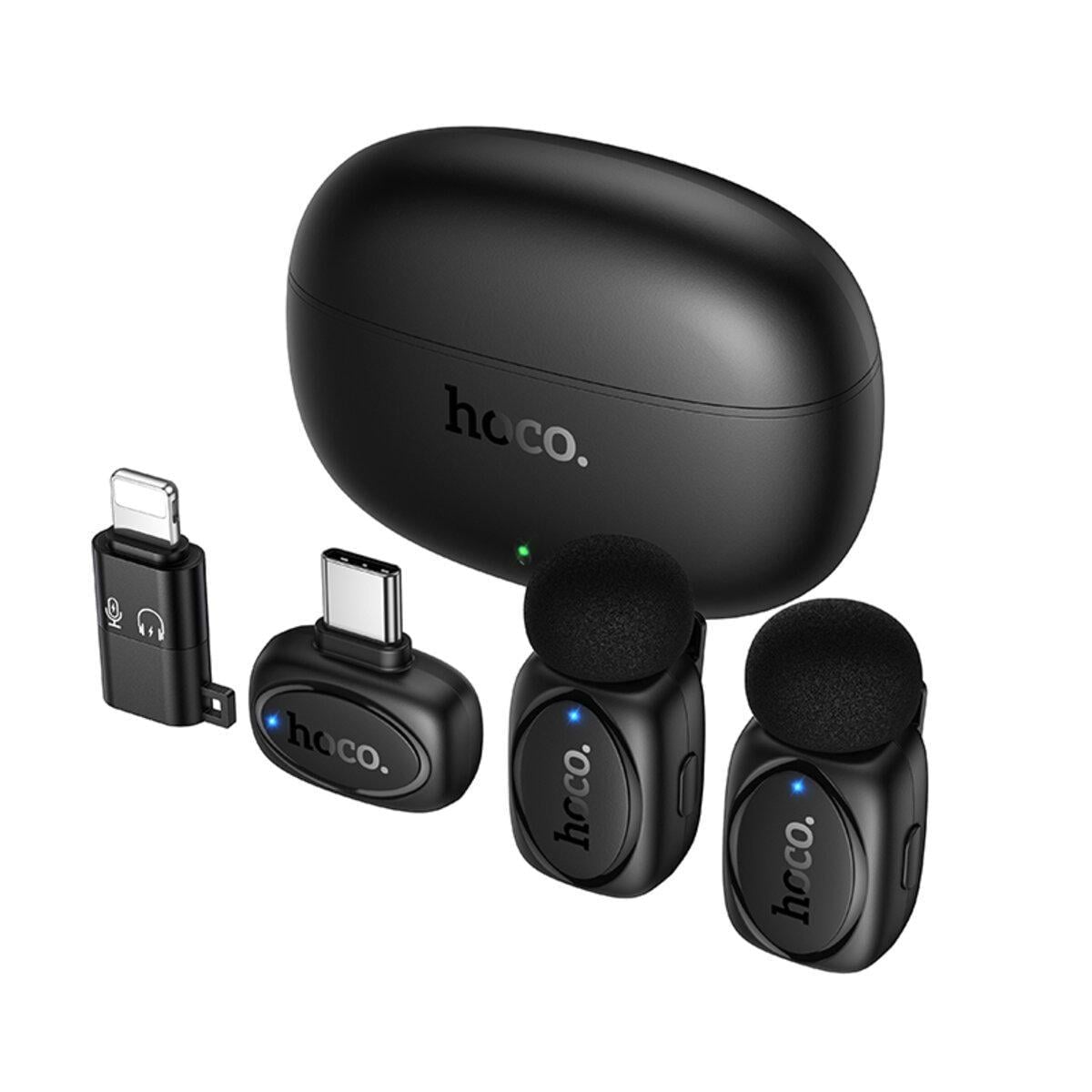 Комплект беспроводных петличных микрофонов Hoco L19 Graceful Wireless Microphone Lightning/Type-C 300mAh Black (6942007655477)