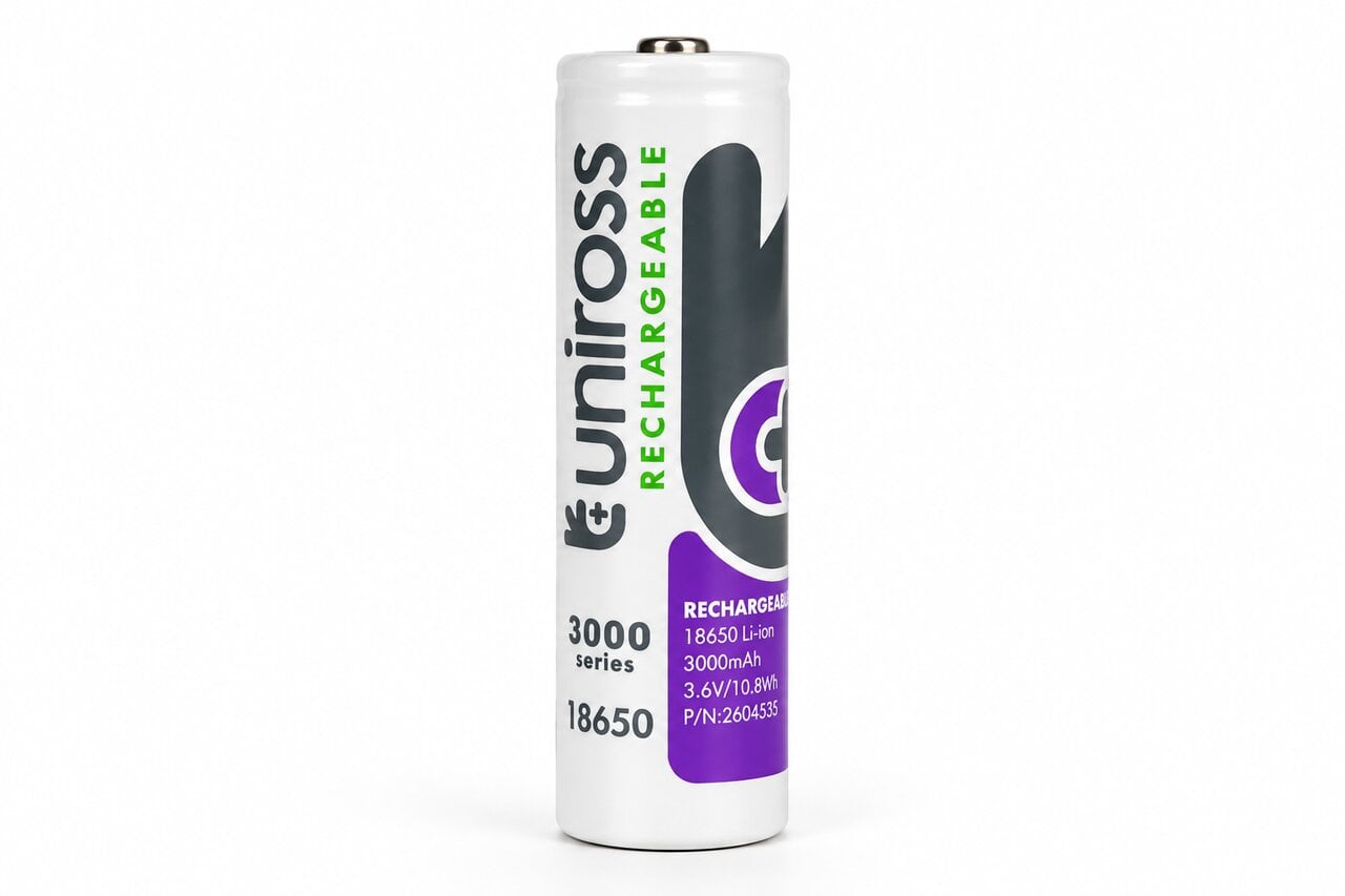 Акумулятор Uniross U1BT1830SP Li-ion 18650 3000 mAh 3,6 В Button Top Акумулятор Uniross U1BT1830SP Li-ion 18650 3000 mAh 3,6 В Button Top
