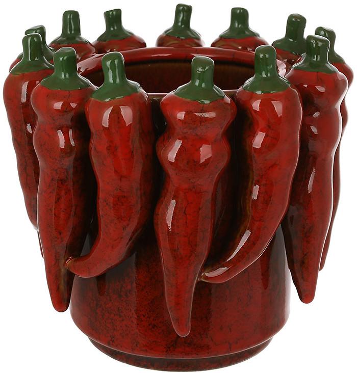 Ваза фарфоровая Pepper Ø 19х17,5 см с рельефным декором Красный Ваза фарфоровая Pepper Ø 19х17,5 см с рельефным декором Красный