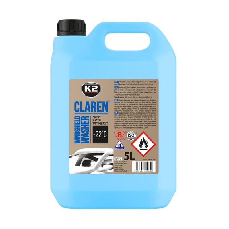 Омивач скла зимовий K2 Claren Windshield Washer -40°C з нейтральним ароматом концентрат 5 л (K645)