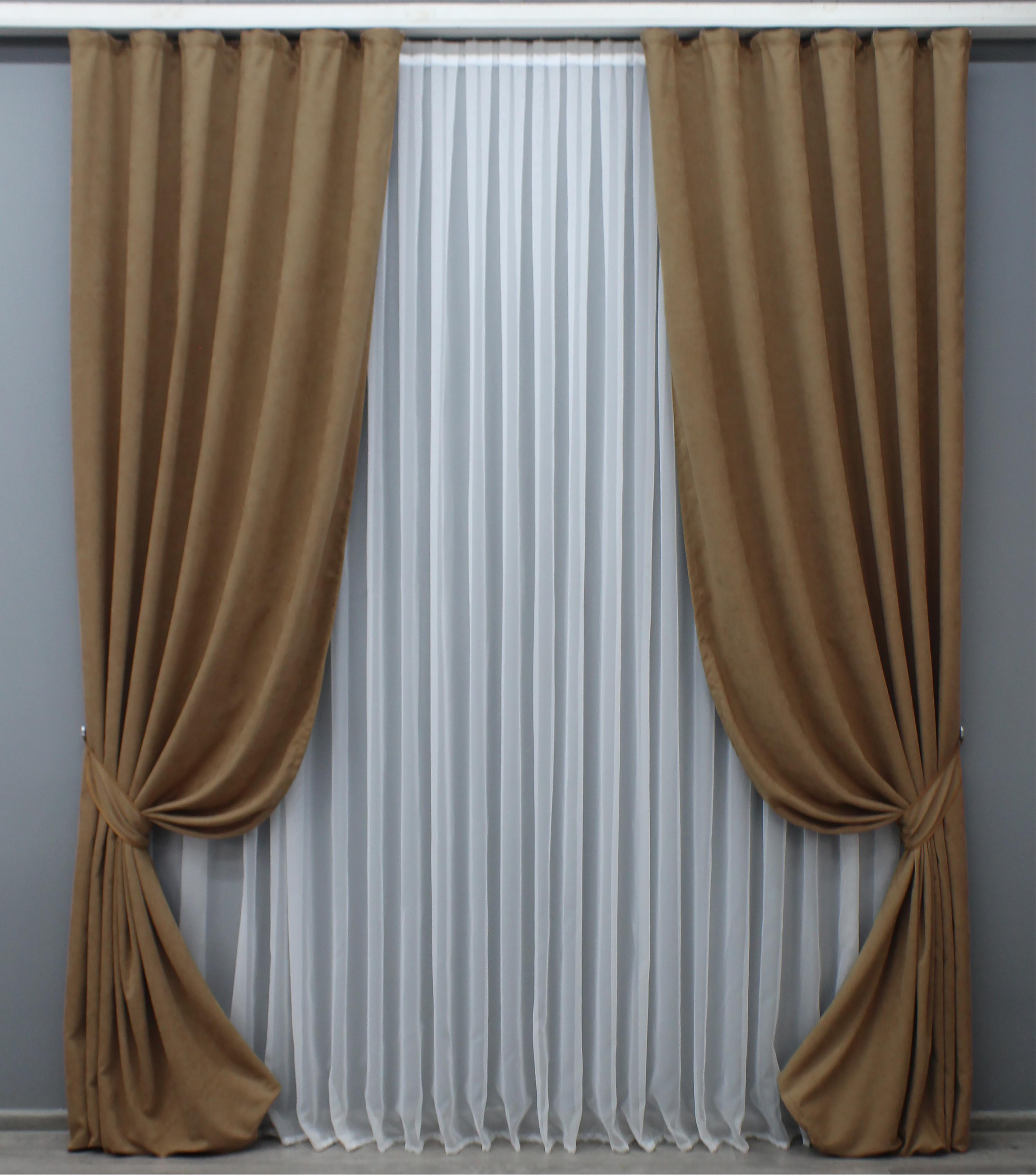 Комплект штор VR-Textil Petek №1516ш микровелюр 100х285 см 2 шт. Капучино (31-772)